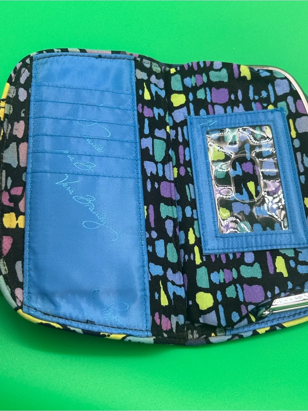 Vera Bradley Navy Floral Quilted Clutch Wallet